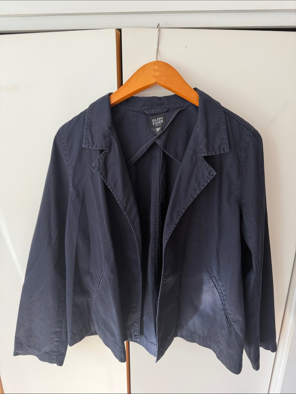 Eileen Fisher Navy Open-Front Blazer Jacket